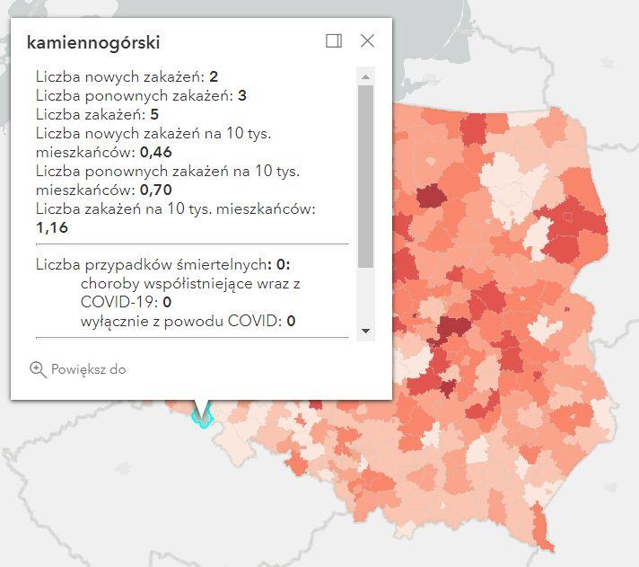 Koronawirus - statystyka - powiat kamiennogórski - 15.9.2022. 