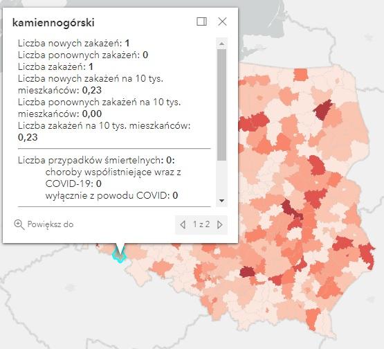 Koronawirus - statystyka - powiat kamiennogórski - 12.9.2022. 