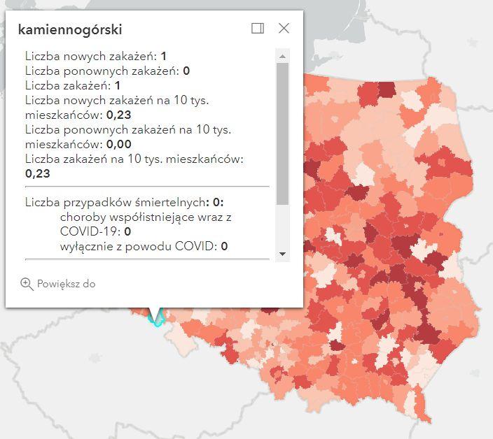 Koronawirus - statystyka - powiat kamiennogórski - 10.9.2022. 