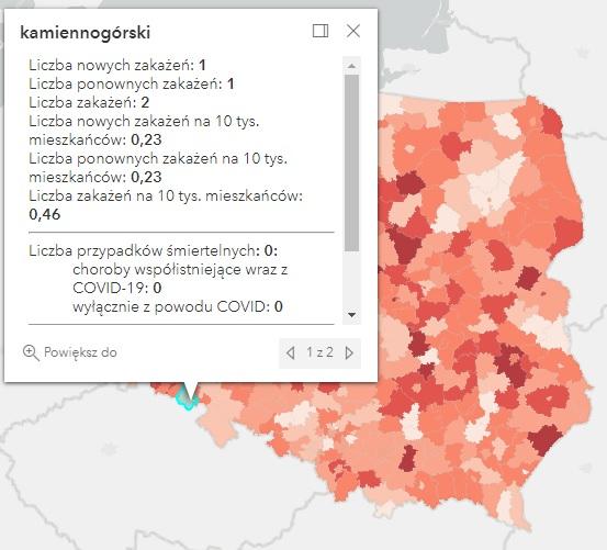 Koronawirus - statystyka - powiat kamiennogórski - 8.9.2022. 