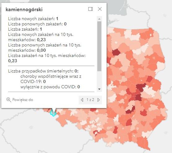Koronawirus - statystyka - powiat kamiennogórski - 7.9.2022. 
