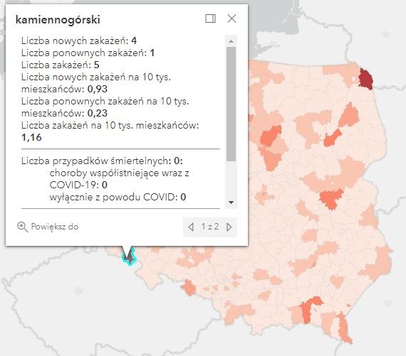 Koronawirus - statystyka - powiat kamiennogórski - 5.9.2022. 