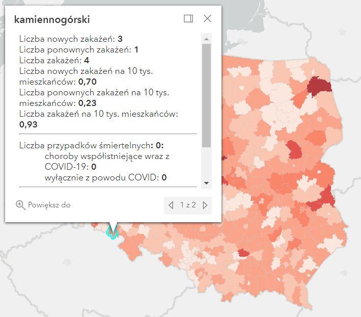 Koronawirus - statystyka - powiat kamiennogórski - 3.9.2022. 