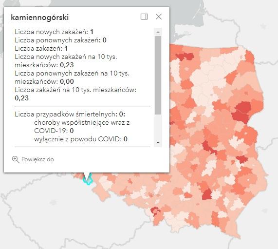 Koronawirus - statystyka - powiat kamiennogórski - 1.9.2022. 
