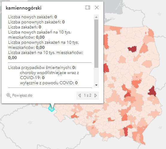 Koronawirus - statystyka - powiat kamiennogórski - 29.8.2022. 