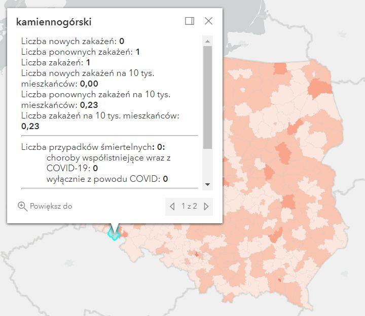 Koronawirus - statystyka - powiat kamiennogórski - 26.8.2022. 