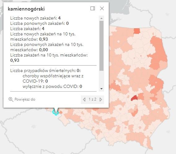 Koronawirus - statystyka - powiat kamiennogórski - 25.8.2022. 