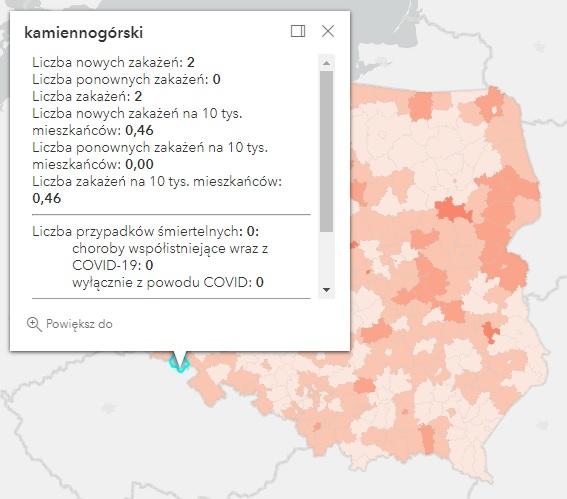 Koronawirus - statystyka - powiat kamiennogórski - 24.8.2022. 