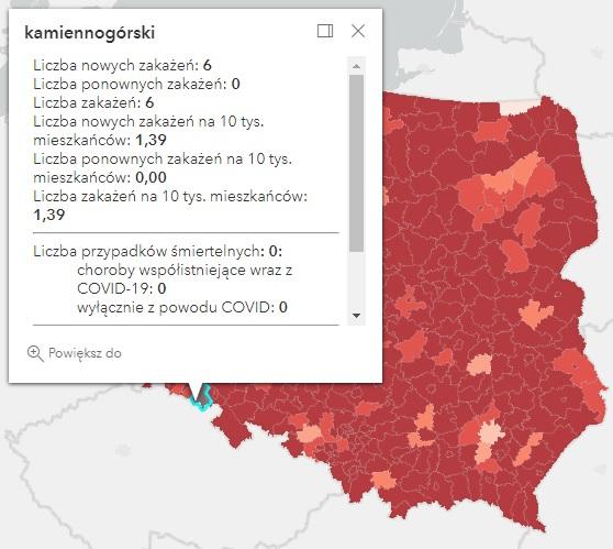 Koronawirus - statystyka - powiat kamiennogórski - 23.8.2022. 