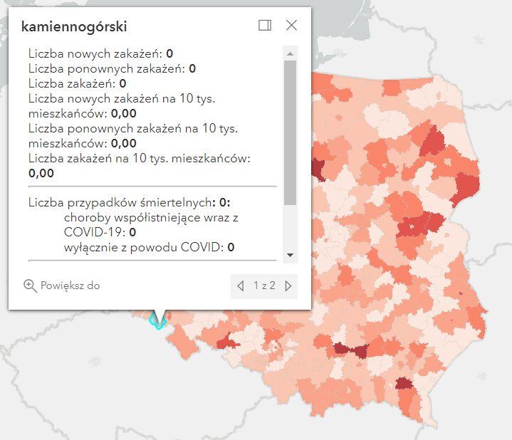 Koronawirus - statystyka - powiat kamiennogórski - 22.8.2022. 