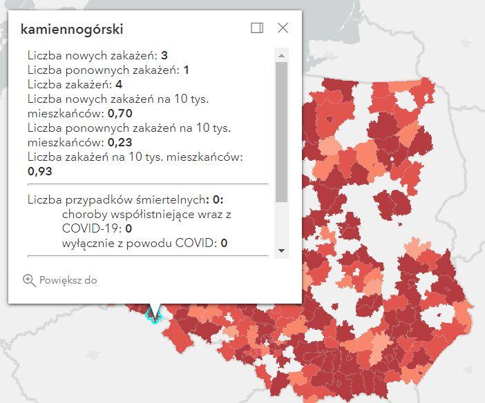 Koronawirus - statystyka - powiat kamiennogórski - 19.8.2022. 