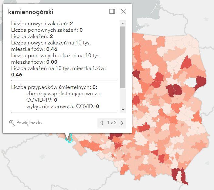 Koronawirus - statystyka - powiat kamiennogórski - 16.8.2022. 