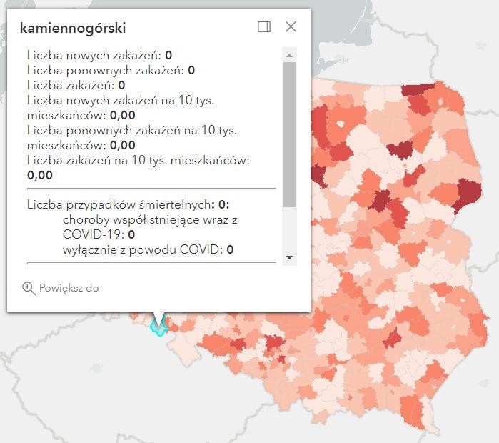 Koronawirus - statystyka - powiat kamiennogórski - 15.8.2022. 