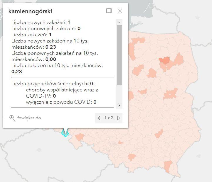 Koronawirus - statystyka - powiat kamiennogórski - 14.8.2022. 