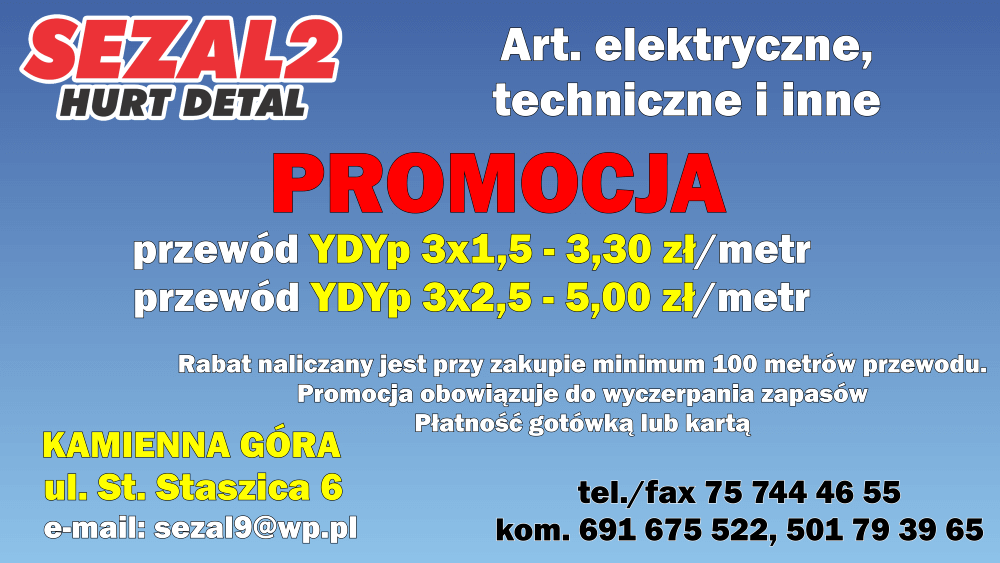 Promocja - przewód YDYp