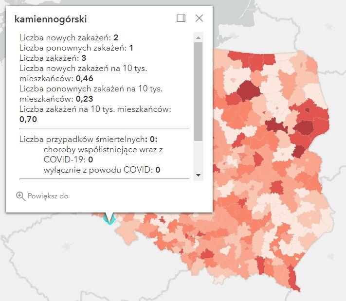 Koronawirus - statystyka - powiat kamiennogórski - 13.8.2022. 