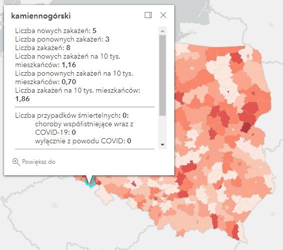 Koronawirus - statystyka - powiat kamiennogórski - 12.8.2022. 