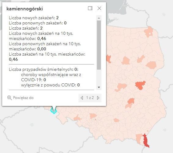 Koronawirus - statystyka - powiat kamiennogórski - 8.8.2022. 
