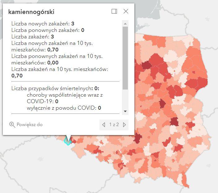 Koronawirus - statystyka - powiat kamiennogórski - 6.8.2022. 