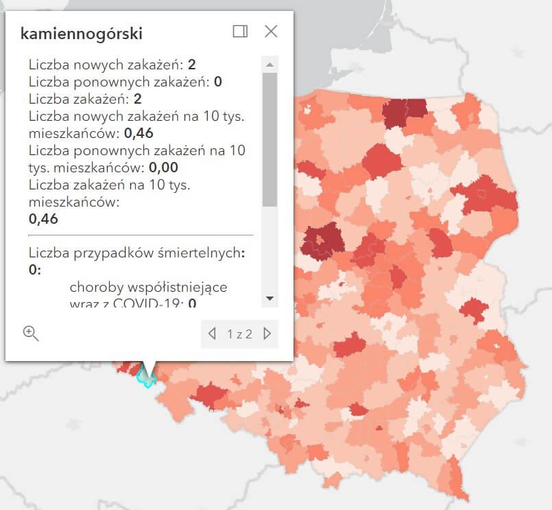 Koronawirus - statystyka - powiat kamiennogórski - 5.8.2022. 