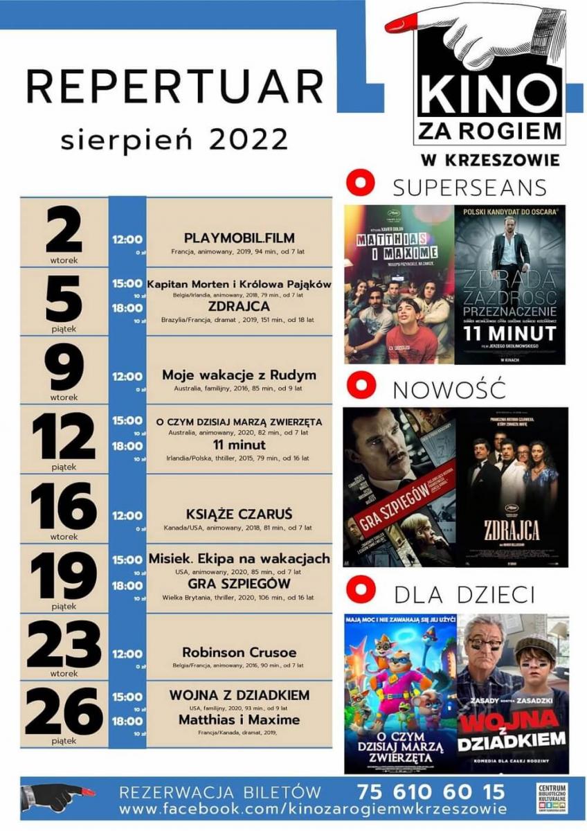 Kino za Rogiem zaprasza - sierpień 2022
