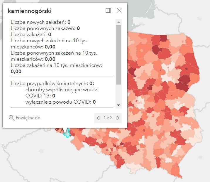 Koronawirus - statystyka - powiat kamiennogórski - 2.8.2022. 