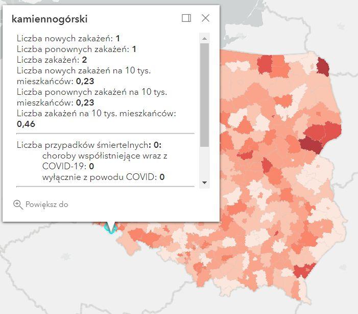 Koronawirus - statystyka - powiat kamiennogórski - 30.7.2022. 