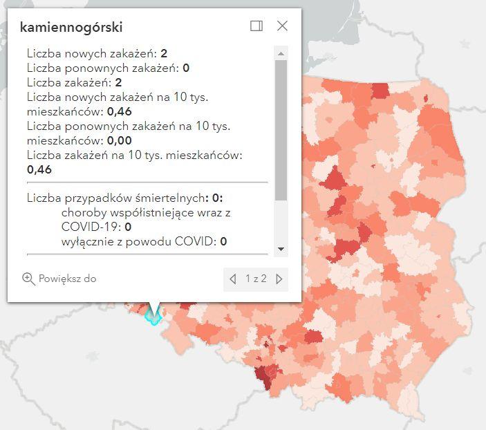Koronawirus - statystyka - powiat kamiennogórski - 27.7.2022. 