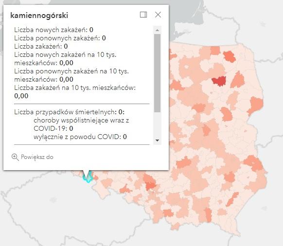 Koronawirus - statystyka - powiat kamiennogórski - 25.7.2022. 