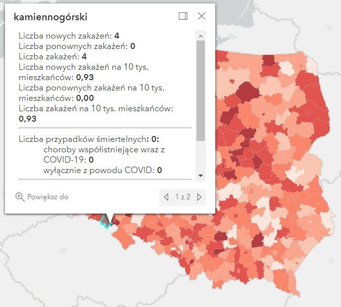 Koronawirus - statystyka - powiat kamiennogórski - 22.7.2022. 