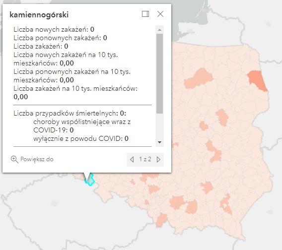 Koronawirus - statystyka - powiat kamiennogórski - 18.7.2022. 