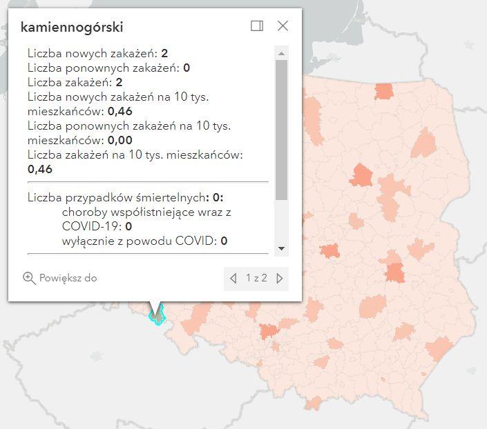 Koronawirus - statystyka - powiat kamiennogórski - 17.7.2022. 