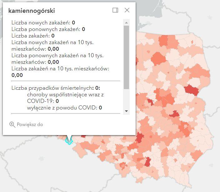 Koronawirus - statystyka - powiat kamiennogórski - 16.7.2022. 