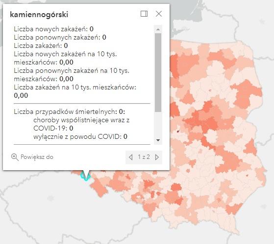 Koronawirus - statystyka - powiat kamiennogórski - 15.7.2022. 