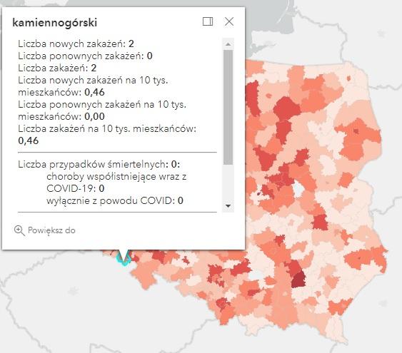 Koronawirus - statystyka - powiat kamiennogórski - 14.7.2022. 