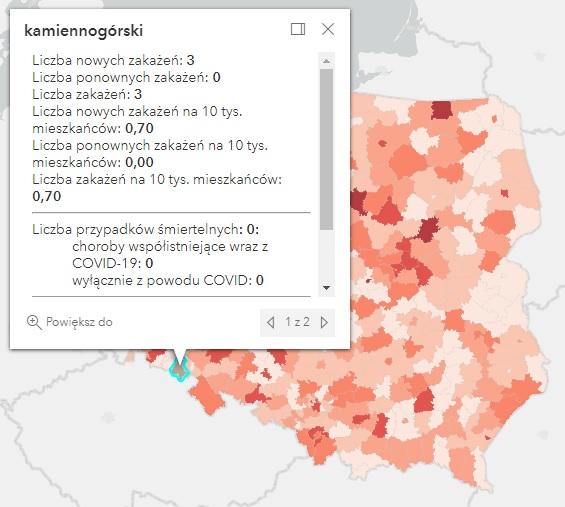 Koronawirus - statystyka - powiat kamiennogórski - 13.7.2022. 