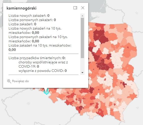 Koronawirus - statystyka - powiat kamiennogórski - 12.7.2022. 