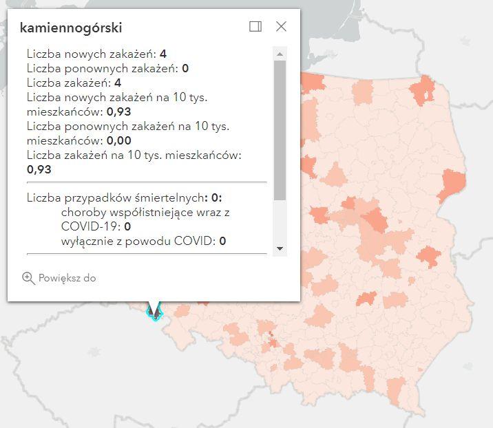 Koronawirus - statystyka - powiat kamiennogórski - 11.7.2022. 