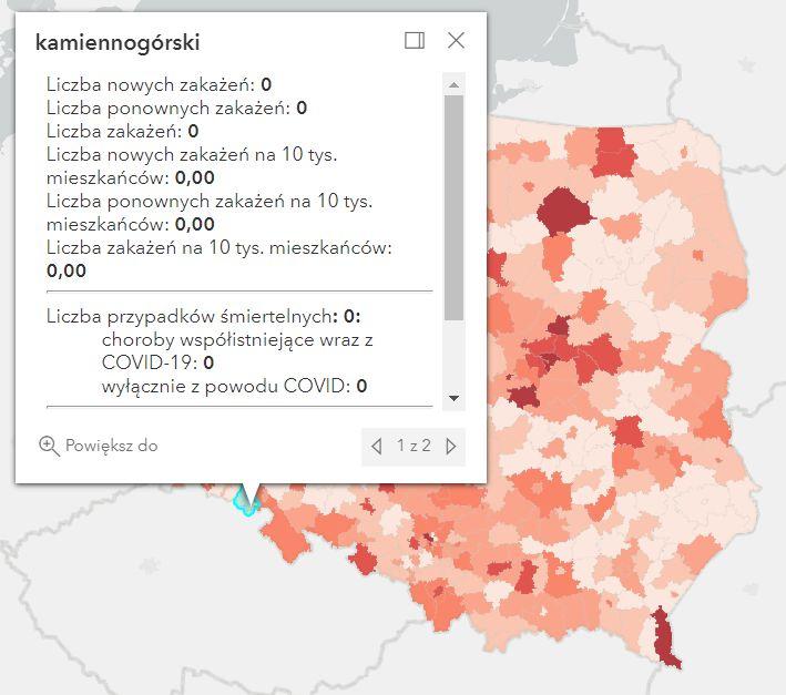 Koronawirus - statystyka - powiat kamiennogórski - 9.7.2022. 