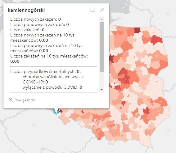 Koronawirus - statystyka - powiat kamiennogórski - 7.7.2022. 