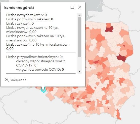 Koronawirus - statystyka - powiat kamiennogórski - 6.7.2022. 
