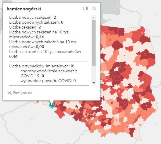 Koronawirus - statystyka - powiat kamiennogórski - 5.7.2022. 