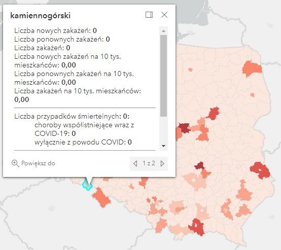 Koronawirus - statystyka - powiat kamiennogórski - 4.7.2022. 