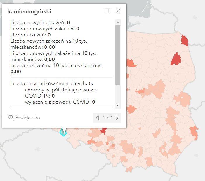 Koronawirus - statystyka - powiat kamiennogórski - 3.7.2022. 