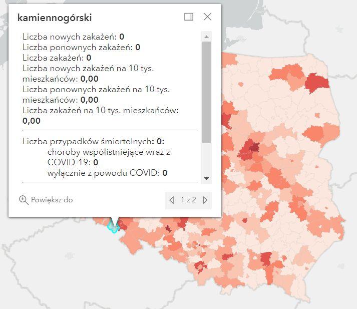 Koronawirus - statystyka - powiat kamiennogórski - 1.7.2022. 