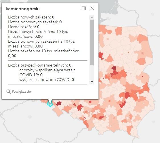Koronawirus - statystyka - powiat kamiennogórski - 29.6.2022. 