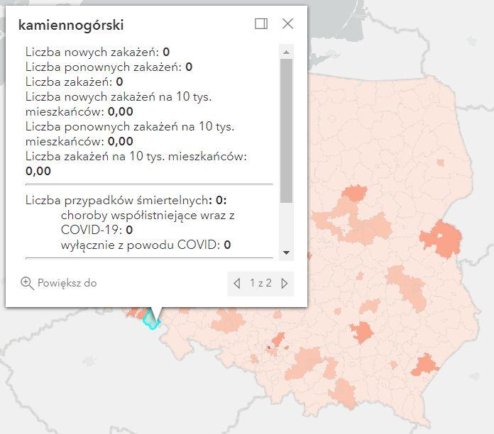 Koronawirus - statystyka - powiat kamiennogórski - 26.6.2022. 
