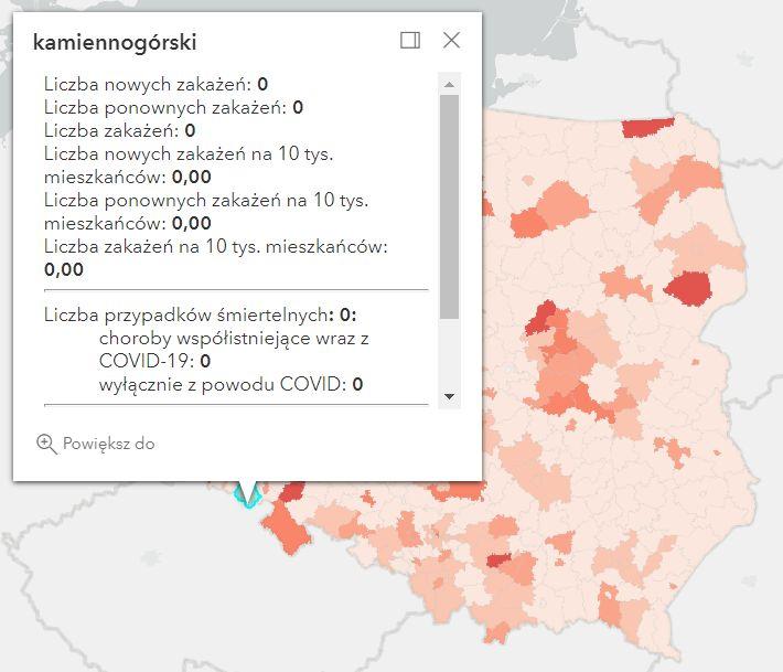 Koronawirus - statystyka - powiat kamiennogórski - 25.6.2022. 