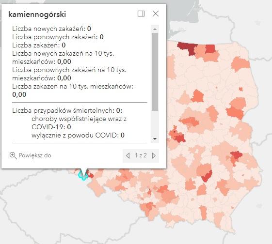 Koronawirus - statystyka - powiat kamiennogórski - 24.6.2022. 