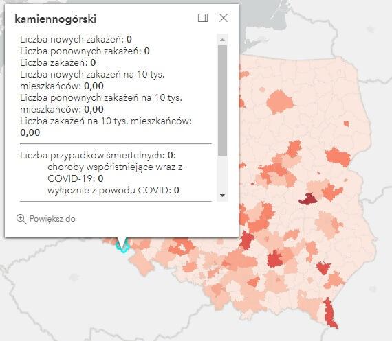 Koronawirus - statystyka - powiat kamiennogórski - 23.6.2022. 